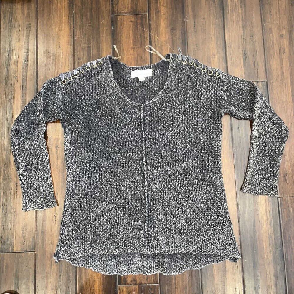 VINTAGE HAVANA Grey Hanky Hem Ribbed Sweater Size S